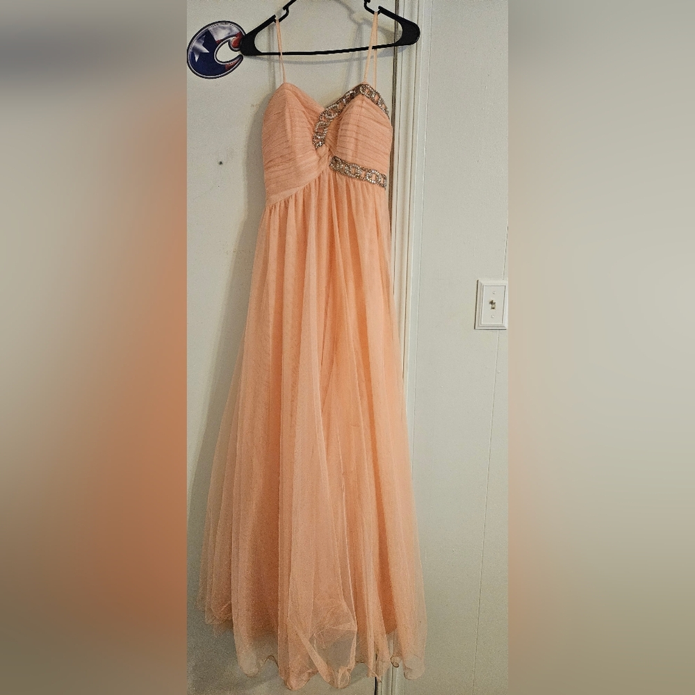 Peach Evening Gown with Embellished Details
